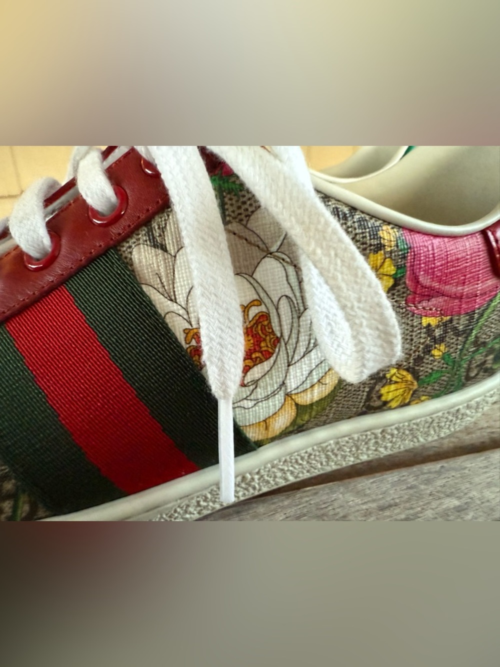 Gucci Ace Blooms GG Supreme Floral Sneakers 36.5 6.5 Full set w/box - Picture 5 of 16